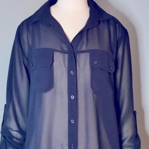 Kismet Navy Sheer Blouse
